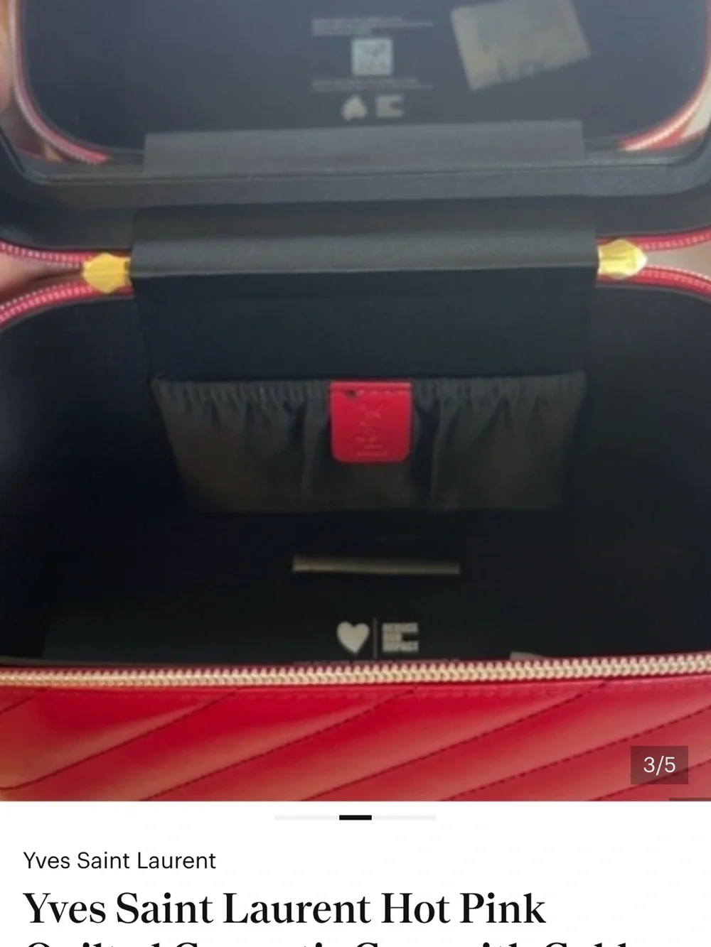 Yves Saint Laurent Quilted Travel Makeup/ Jewelry Case - Hot pink red